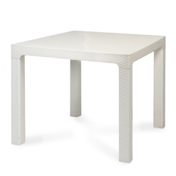 beyaz plastik rattan masa 90x90