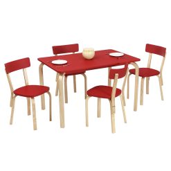 kırmızı ahşap masa takımı