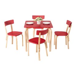 kırmızı ahşap masa takımı