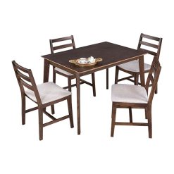 kahverengi beyaz ahşap masa takımı