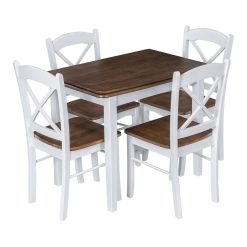 kahverengi beyaz ahşap masa takımı