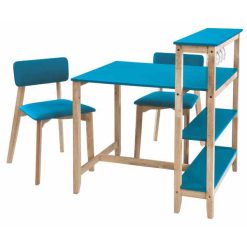 mavi ahşap masa takımı