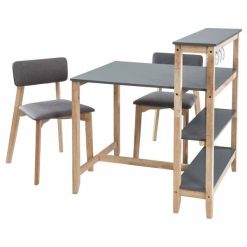 gri ahşap masa takımı