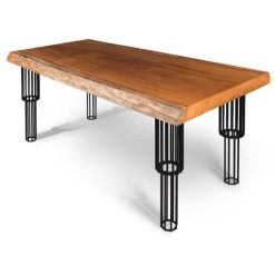 boyalı ayaklı ceviz doğal kütük masa