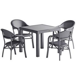 gri plastik rattan masa takımı