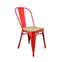 kırmızı tolix ahşap oturaklı metal sandalye